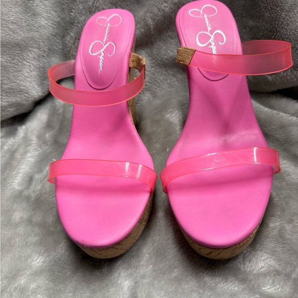 Jessica Simpson Vibrant Pink Wedge Sandals - Picture 1 of 9